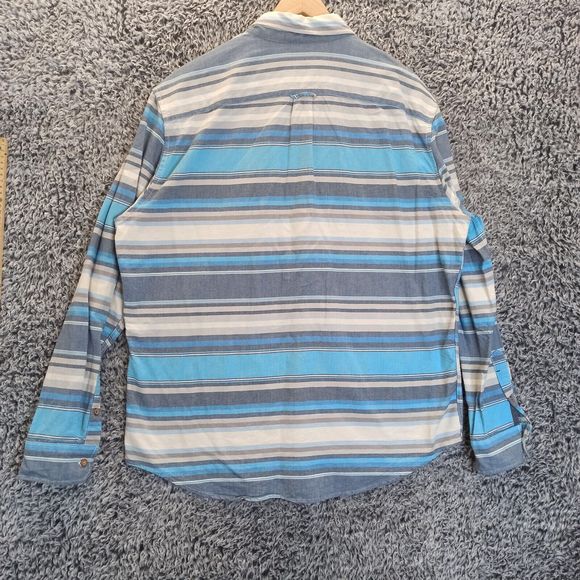 American Eagle Shirt Men XLarge Blue Striped Casual Button Up Collar Long Sleeve - Picture 5 of 8